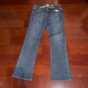 Ultra low waist BOOT-CUT stretch blue jeans